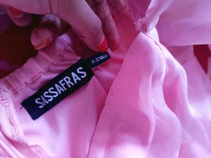 Pink Puff Sleeve Fit And Flare Dress