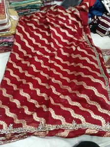Maroon Leaf Pattern Saree