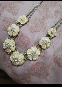 White Pearl Necklace And Earrings Set