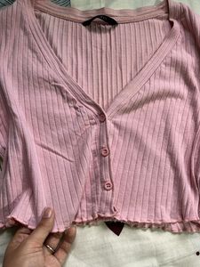 Pink Ribbed Crop Top