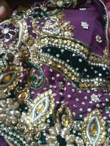 Embroidered Purple &amp; Gold Indian Blouse