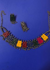 Colorful Geometric Necklace Set