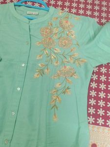 Mint Green Embroidered Kurti