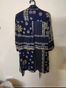 Patterned Blue Wrap Dress