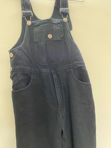 Black full length solid denim dungaree