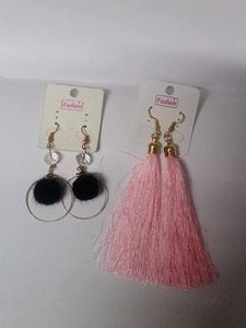 Earring Bundle: Fuzzy Pom & Tassel Drop Earrings