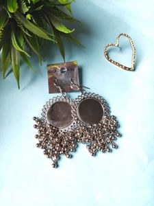 Oxidised Trending Silver Earring Pair