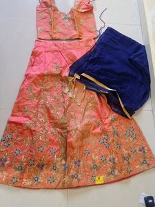 32 No. Peach Silk Lehanga Choli