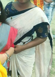 Elegant Blue &amp; Gold Sari Blouse