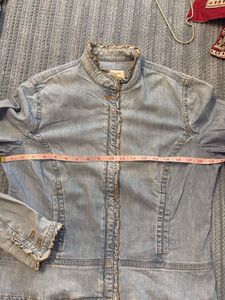 Denim Jacket with Frayed Details