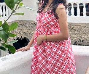 Red &amp; White Plaid Mini Dress