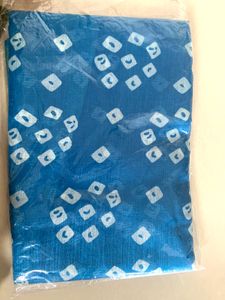 Blue Cotton Blend Saree with Blouse