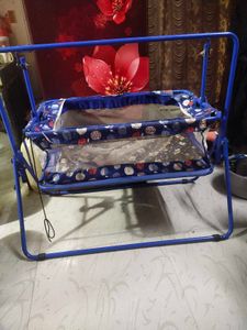 Baby Cradle - Blue with Cartoon Print
