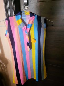 Colorful Striped Sleeveless One Pc Dress