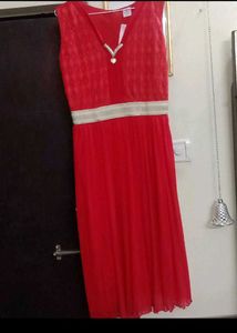Elegant Stylish Red Sleeveless Midi Party Dress