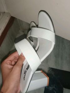White Kitten Heel Slides