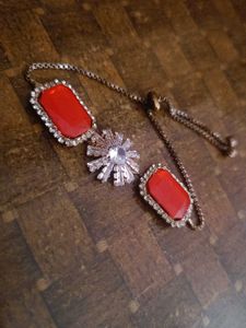 Red Gemstone &amp; Crystal Bracelet