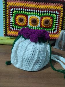 Crochet rose potli bag