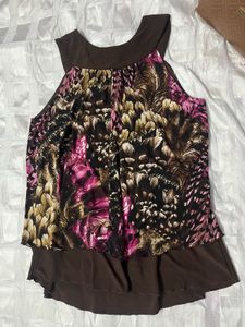 Yk2 Pinterest Beaded Neckline Abstract Print Top