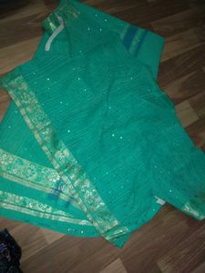 Cyan Saree With Blouse