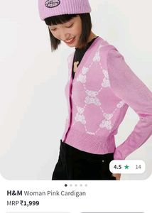H&amp;M Pink Teddy Bear Cardigan