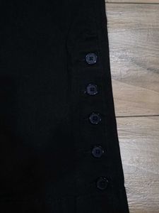 (Vero Moda)Black Slim Pants With Button Hem