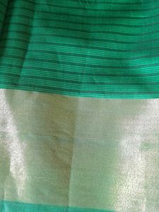 Brand New Green Silkblend Saree with Gold Border