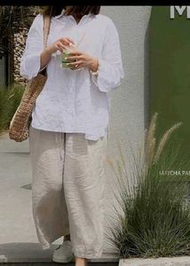 Zara Top And Beige Linen  Pants