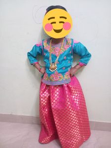 Semi Silk Aari Work Pattu Pavadai Set