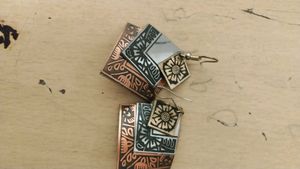 Etched Metal Square Earrings