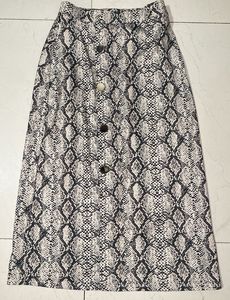 Snakeskin Print Midi Skirt