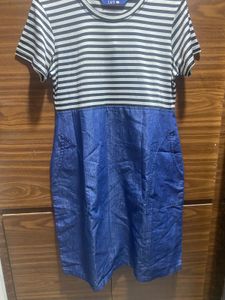 Striped Top Denim Skirt Dress