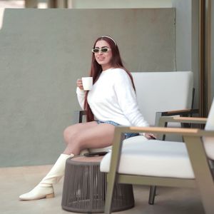 White furry Knit Sweater