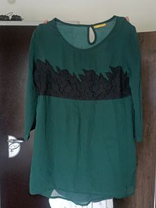 Green Top with Black Patch Work