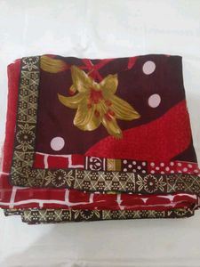 71)New Multi Colour Printed Lace Saree