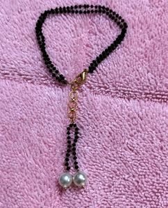 Simple Elegant Hand Mangalsutra With Pearls Hangings