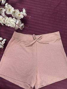 Pink Cute Ribbed Shorts
