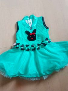 Cute Green Dress with Bunny Applique