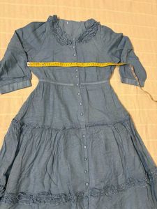 Blue Denim Style Midi Dress