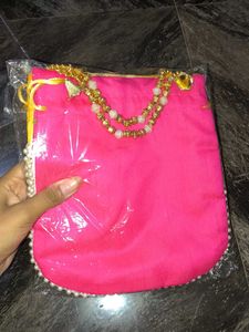 Yellow And Pink Potli Embroidery Design