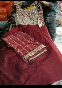 Maroon Embellished Wedding Gown