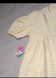 Pinteresty Picnic yellow white Cute Mini Dress