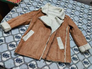 Korean Shearling Trim Faux Suede Jacket