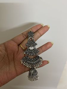 Oxidised long Chandbali Earrings