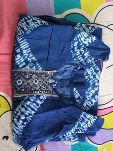 Blue Tie-Dye Embellished Tunic