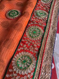 Orange Embellished Saree