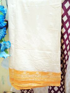 Orange Border Cream Colour Saree