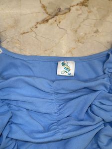 Chic Blue Ruched Top