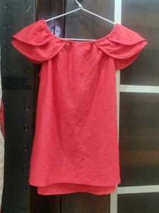 Red Flutter Sleeve Top