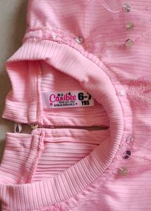 Pink Dress with Tulle Sleeves